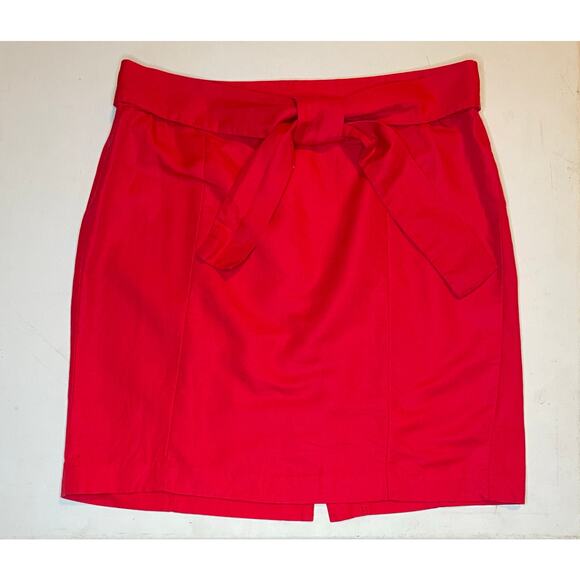 Banana Republic Red Linen Cotton Skirt Women’s Sz 14 Pencil Tie Waist office - Picture 3 of 10